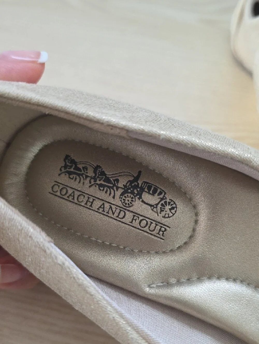 Coach and Four Shimmery Gold Ballet Flats